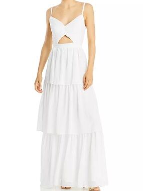 $348 NWT Aqua White Tiered Maxi Dress Sz 6